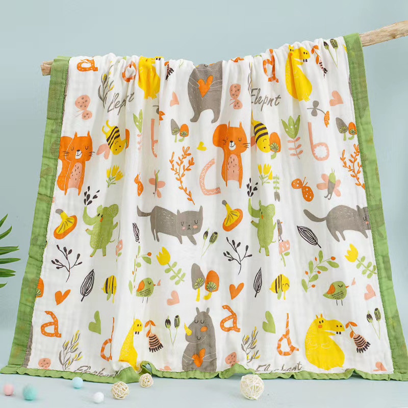 6 Layers Animals Vehicles Dinos Fruits Printed Baby Blanket Swaddle 6 Layers Animals Vehicles Dinos Fruits Printed Baby Blanket Swaddle
