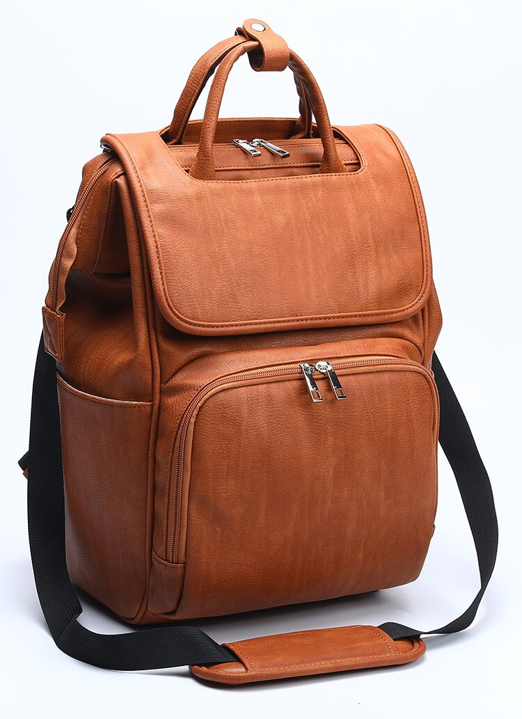 Unisex Waterproof PU Leather Baby Diapers Backpack