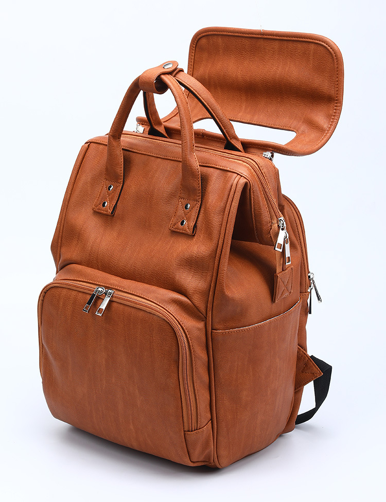 Unisex Waterproof PU Leather Baby Diapers Backpack