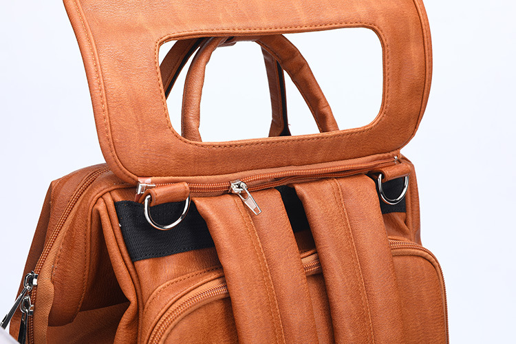 Unisex Waterproof PU Leather Baby Diapers Backpack