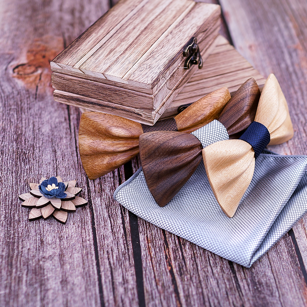Boy's Fashion Wooden Bow Tie Set Boy's Fashion Wooden Bow Tie Set
