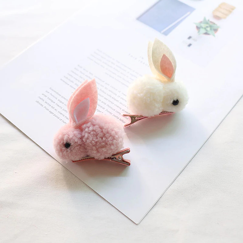 Fur Ball Rabbit Hair Clip for Girls