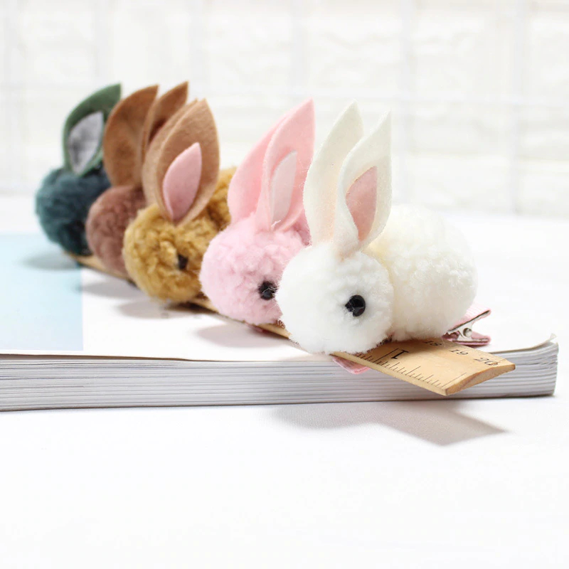 Fur Ball Rabbit Hair Clip for Girls