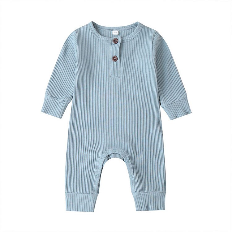 Baby's Ribbed Fabric Long Sleeve Romper