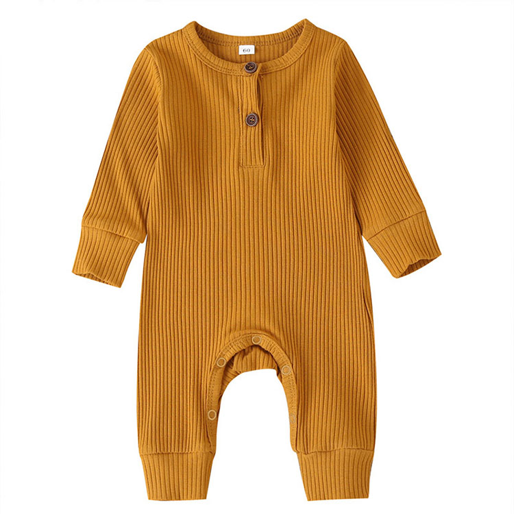 Baby's Ribbed Fabric Long Sleeve Romper