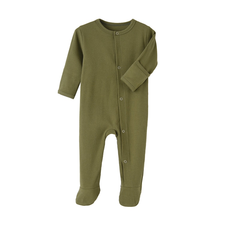 Solid Color Footed Sleep and Play Baby Bodysuit