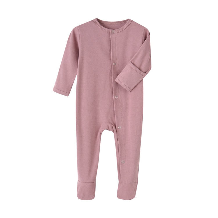 Solid Color Footed Sleep and Play Baby Bodysuit
