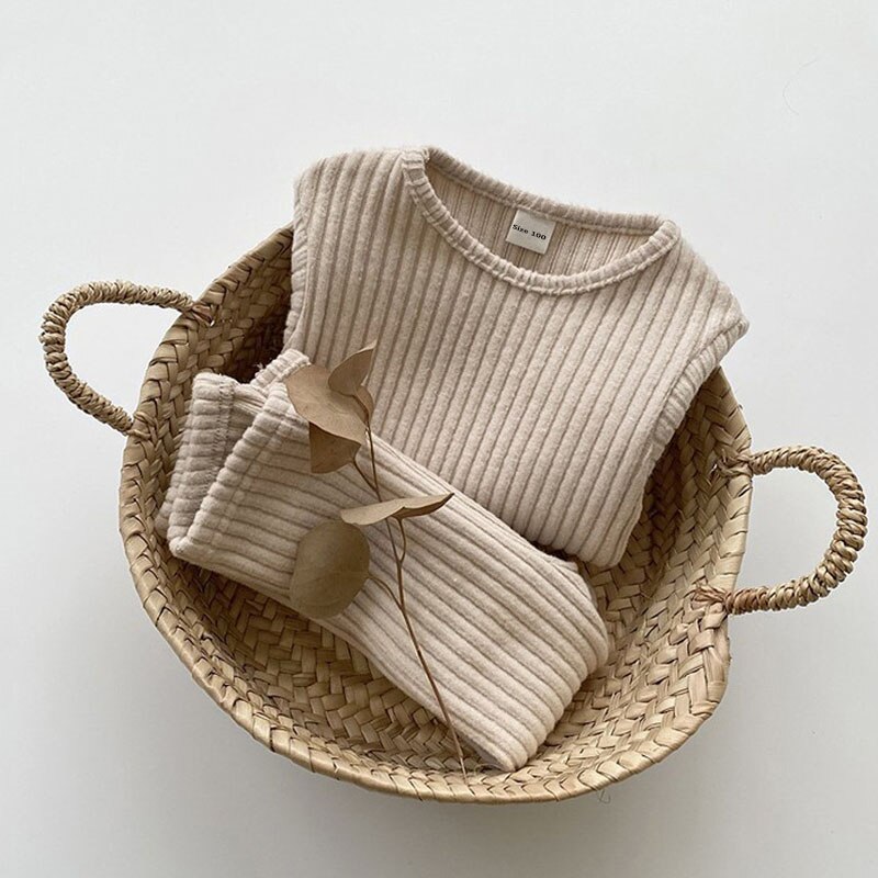 Kid's Knitted Solid Clothing Set