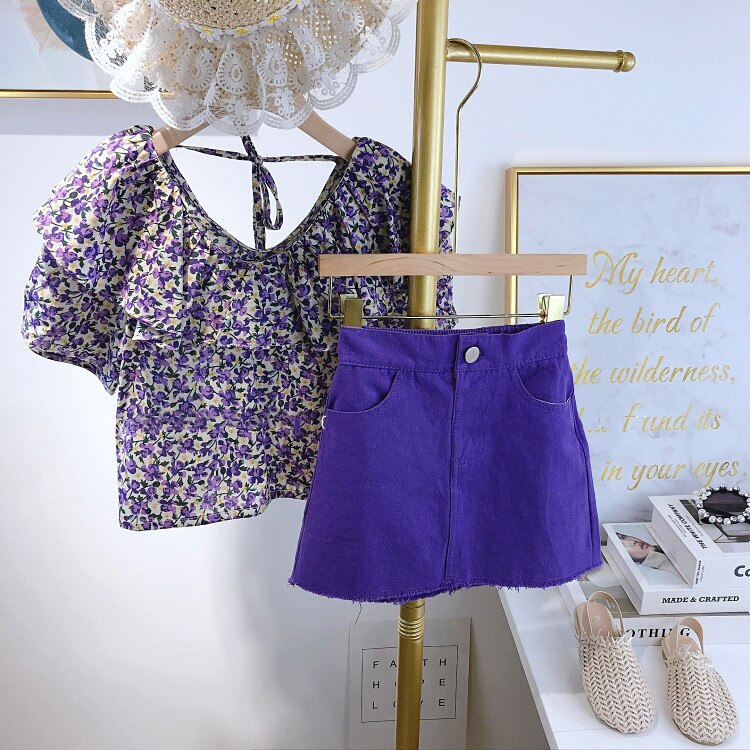 Summer High Waist Skirt Clothing Set, 2 Pcs Summer High Waist Skirt Clothing Set, 2 Pcs