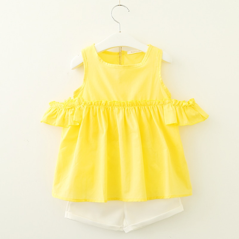 Girls' Cute Bright Printed Cotton Clothes Set