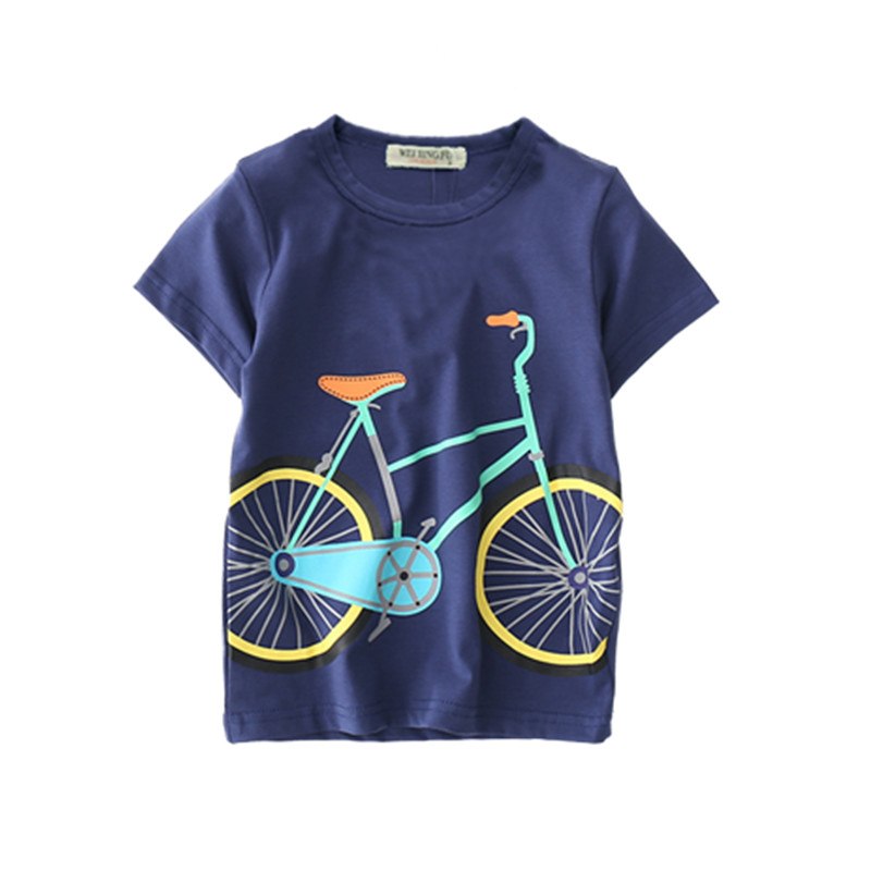 Loose Boy's Vehicle Print Cotton T-Shirt Loose Boy's Vehicle Print Cotton T-Shirt