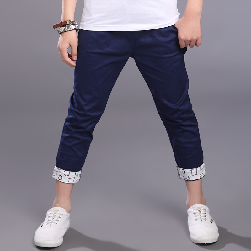Boy's Geometric Details Cotton Pants