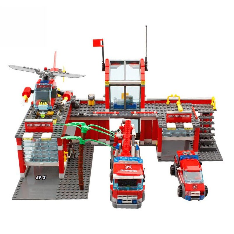 Cute Entertaining Plastic Kid's Fire Station Construction Kit Cute Entertaining Plastic Kid's Fire Station Construction Kit